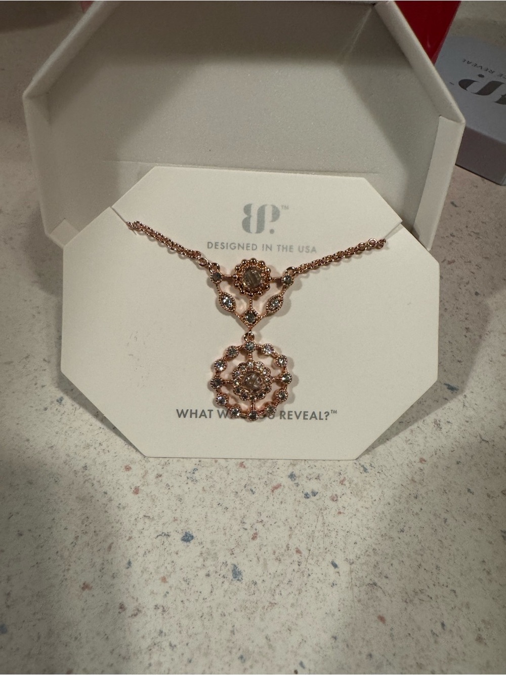 Rose Gold Floral Multi-Stage Pendant Necklace